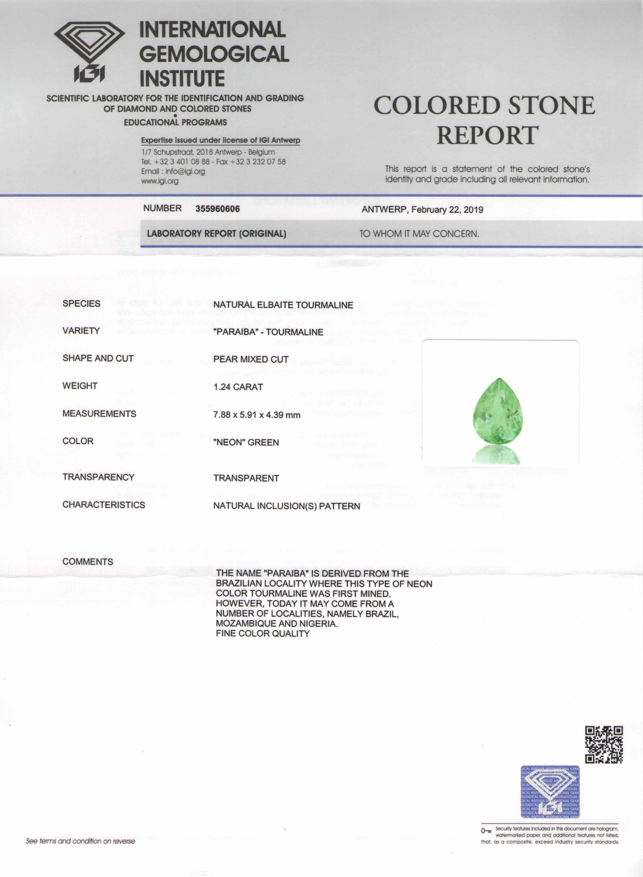 8801769-pear-lustrous-neon-green-igi-mozambique-natural-paraiba-tourmaline-1.24-ct