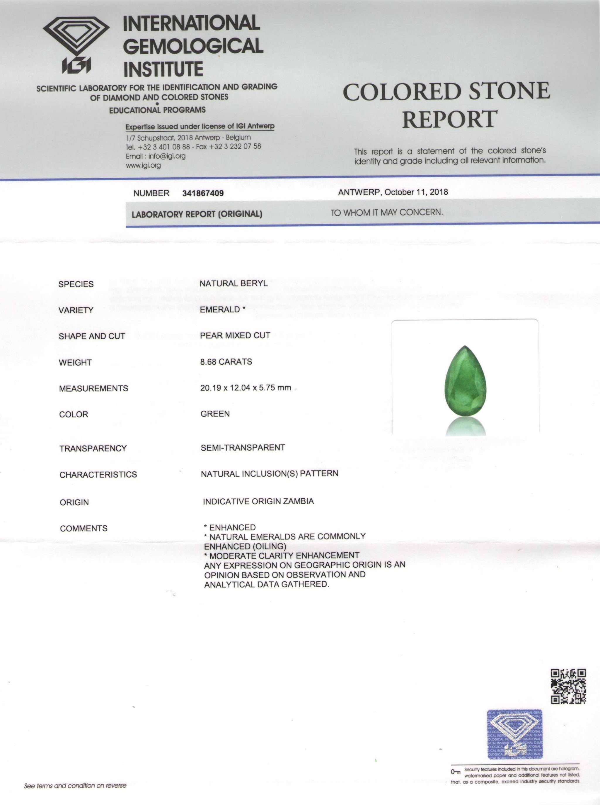 8801852-pear-intense-green-igi-zambia-natural-emerald-8.68-ct