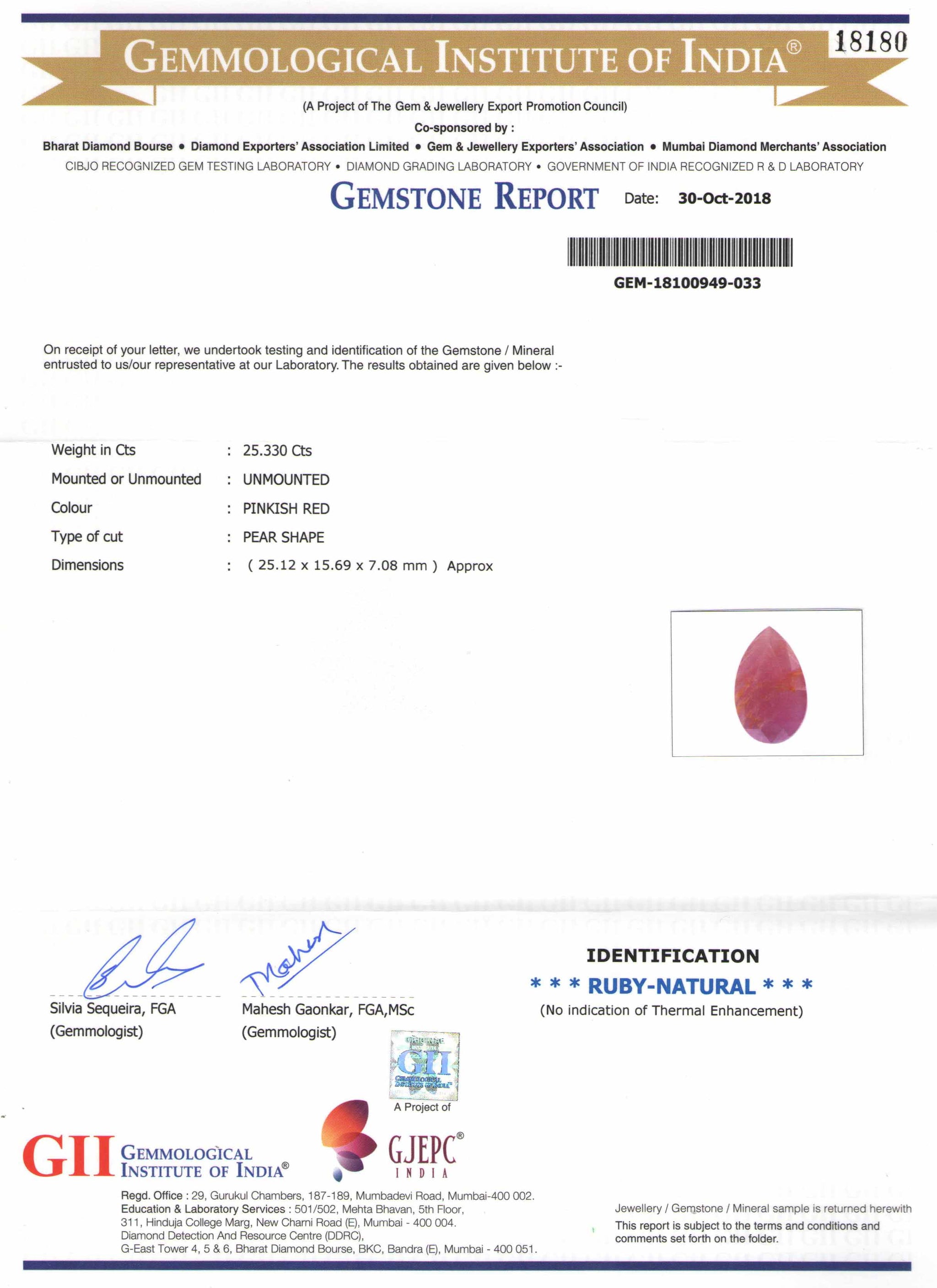 8801240-pear-pinkish-red-with-orange-staining-gii-guinea-natural-ruby-25.33-ct
