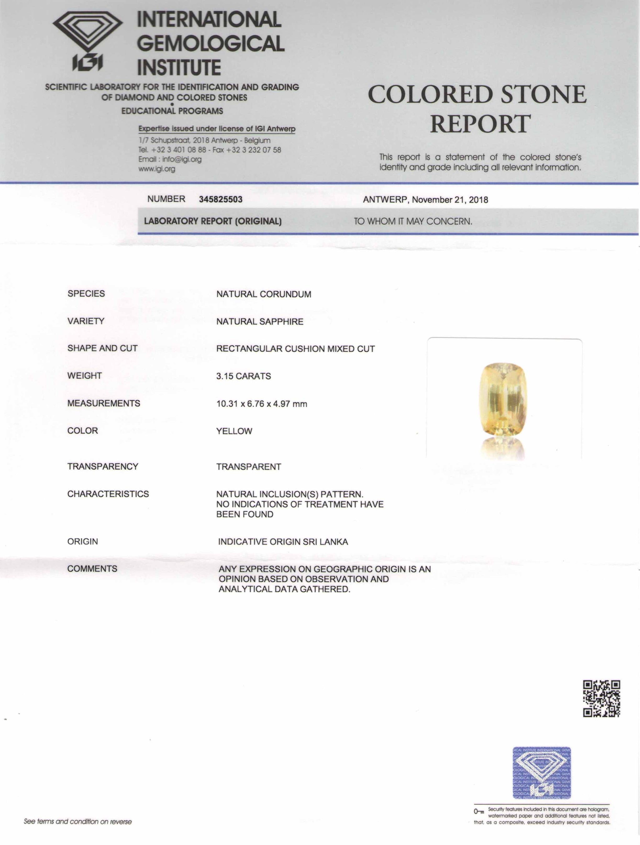8801444-cushion-lustrous-intense-yellow-igi-sri-lanka-natural-yellow-sapphire-3.15-ct