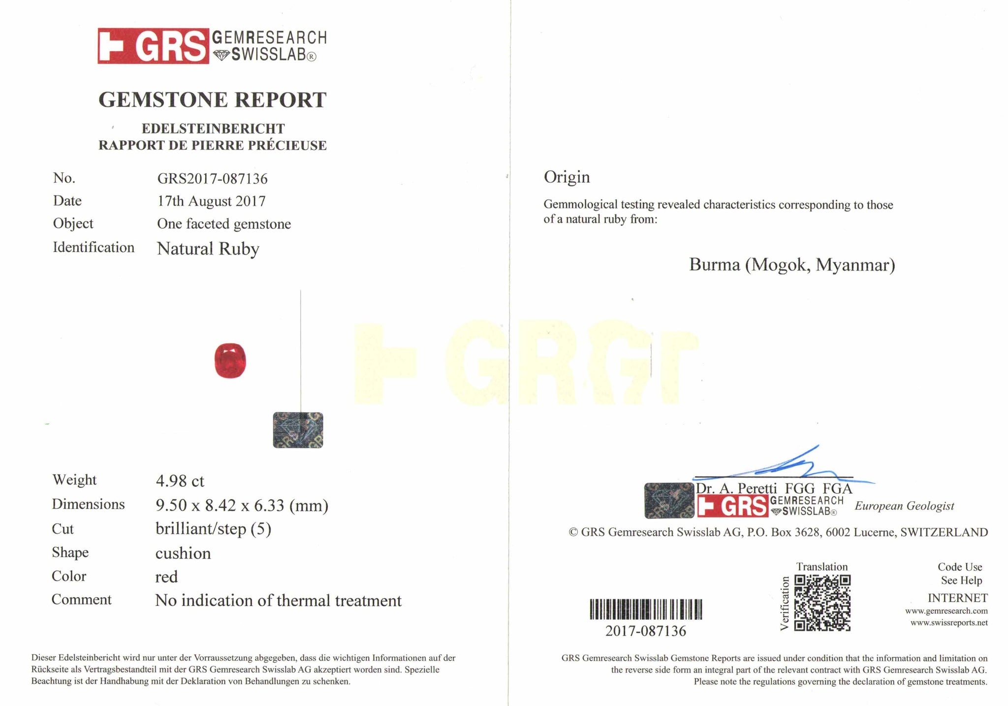 8801269-cushion-rich-pinkish-red-grs-burma-natural-ruby-4.98-ct