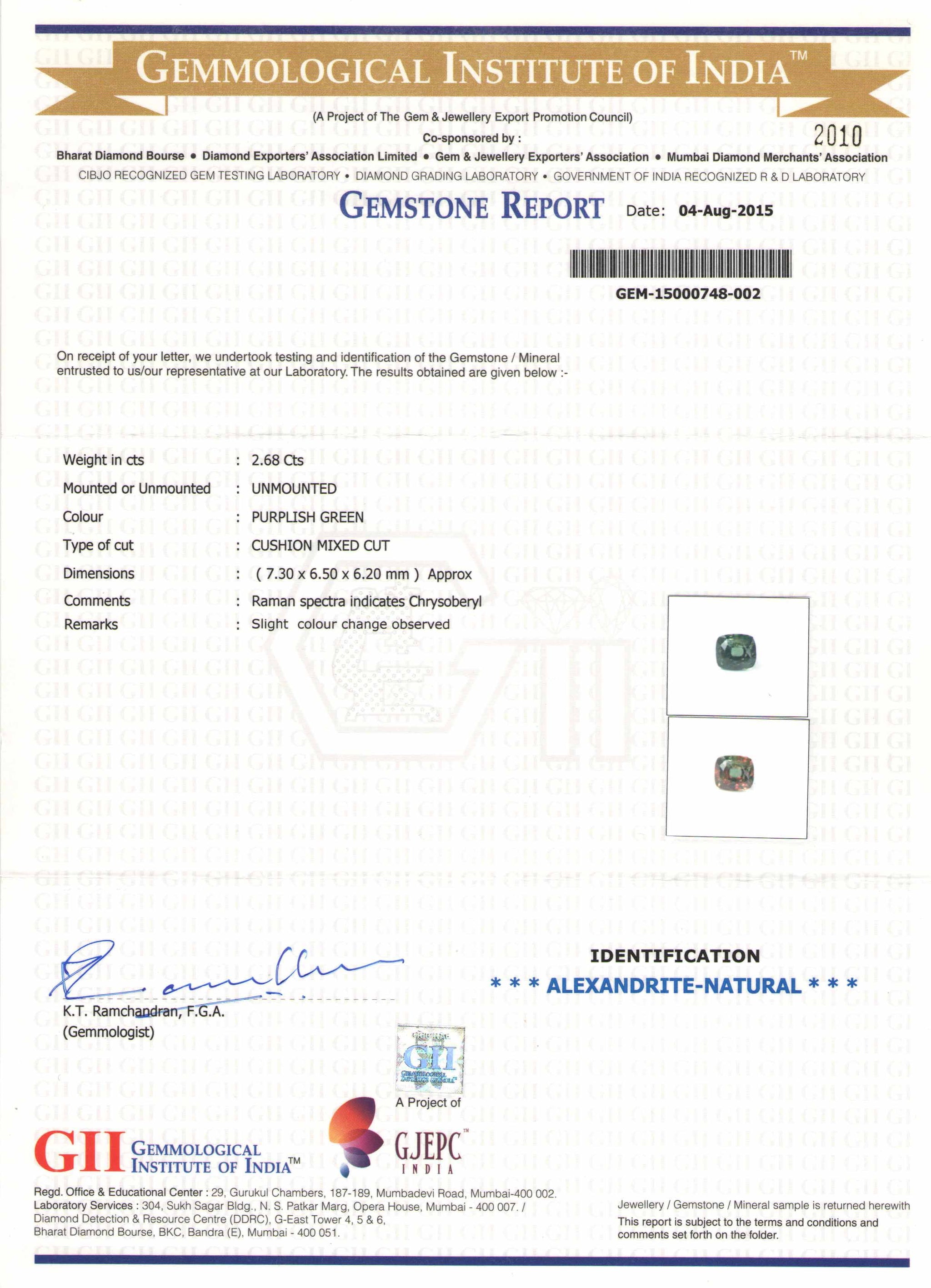 8801952-cushion-fiery-yellowish-green-changing-to-yellowish-brown-igi-gii-madagascar-natural-alexandrite-2.68-ct