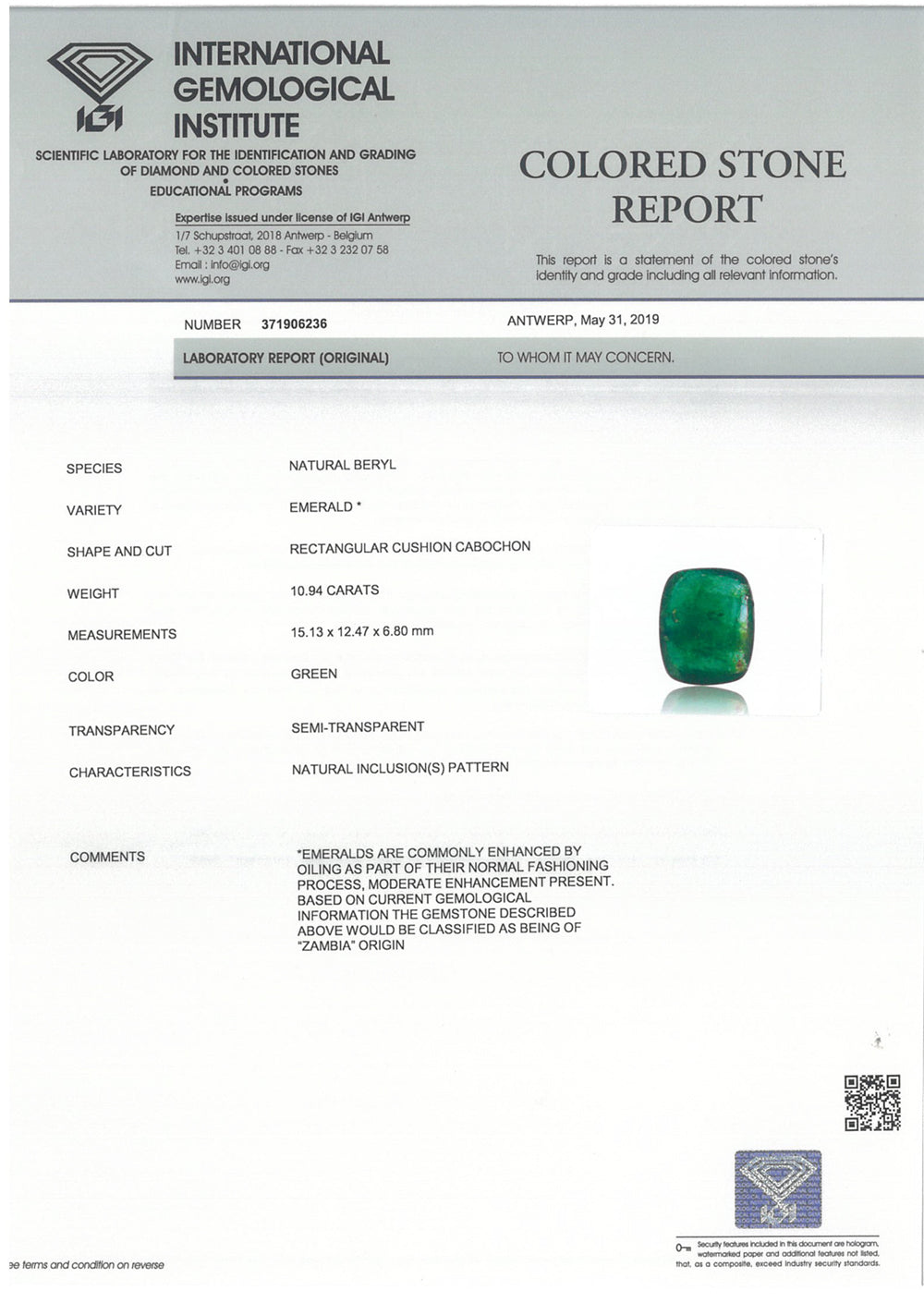 8802178-cabochon-intense-royal-green-igi-zambia-natural-emerald-10.94-ct