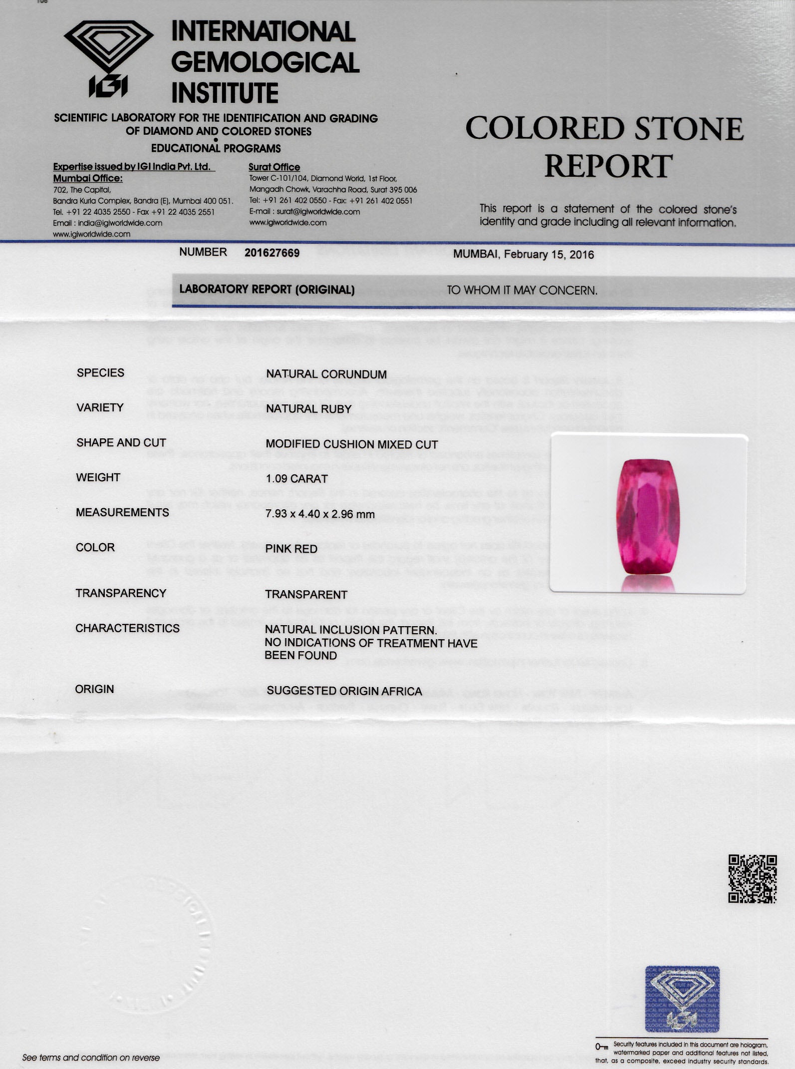 8802025-cushion-fiery-vivid-pinkish-red-igi-mozambique-natural-ruby-1.09-ct