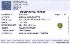 8801131-cushion-lustrous-yellowish-green-igi-india-natural-chrysoberyl-1.13-ct