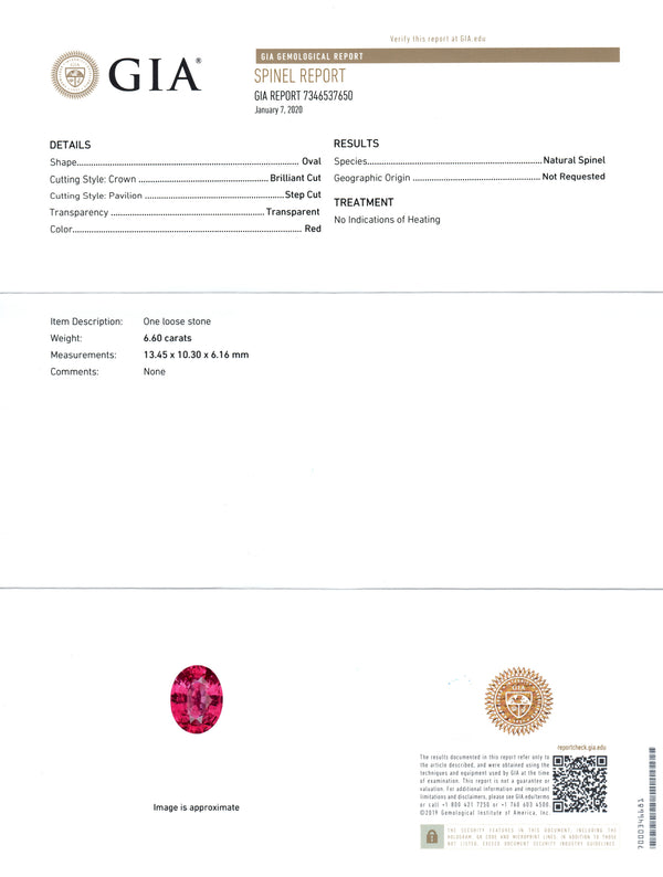 Spinel, 6.60ct